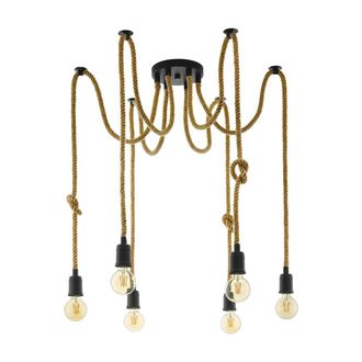 Eglo Eglo - Lampadario A Sospensione Vintage Rampside Acciaio Nero 6 Luci E27 D18