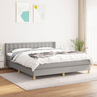 vidaXL Vidaxl - Cama Box Spring Con Colch&oacute;n Tela Gris Claro 160x200 Cm