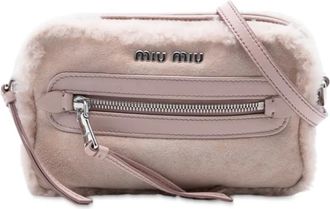 Miu Miu Borsa a tracolla in shearling e pelle scamosciata 2000-2010 - Rosa