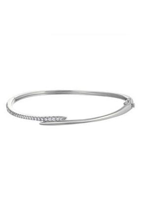 Candela Jewelry Sterling Silver Cubic Zirconia Bypass Bangle Bracelet in Silver/Clear at Nordstrom Rack