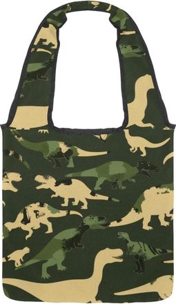 Generic Dinosaurs Camouflage Pattern Reversible Canvas Shoulder Tote - Double-Sided Print, 12oz Cotton, 27cm Drop, Fold-Flat Bag for Travel, Shopping, Street 