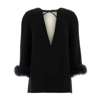 Valentino Garavani Blouses, female, Black, Size: XS Silk Blouse