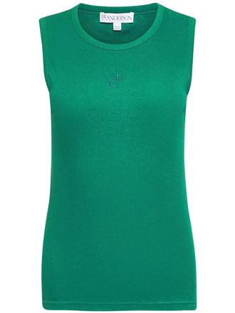 J.W.Anderson Anchor-logo tank top - women - Cotton - S - Green