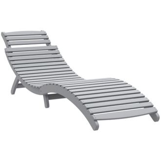 vidaXL Vidaxl - Lettino Prendisole Grigio 184x55x64 cm Legno Massello di Acacia