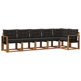 vidaXL Conjunto De Sof&aacute;s De Exterior Con Coj&iacute;n 6 Pcs Natural Y Negro Vidaxl