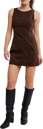 Free People Atlas Cutout Faux Suede Minidress in Chocolate Brown at Nordstrom, Size X-Large