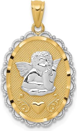 Diamond2Deal 14k Yellow Gold Rhodium Angel Pendant