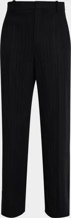 Saint Laurent Men & apos;s Wool and Cashmere Straight-Leg Pinstripe Pants