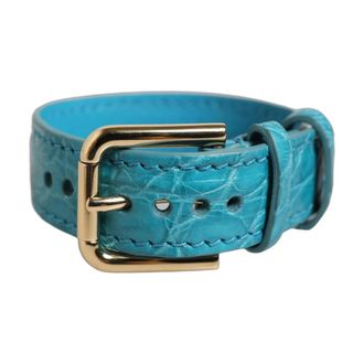 Dolce & Gabbana Cintura in Pelle Effetto Coccodrillo - - Accessories - Donna - Blu - ONE SIZE