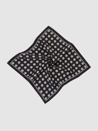 Reiss Black Silk Geometric Medallion-print Pocket Square
