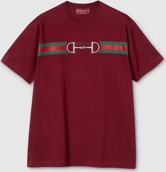 Gucci Medium Cotton Jersey T-shirt With Print, Size XXXL, Bordeaux, Ready-to-wear