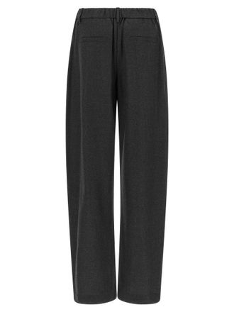 Brunello Cucinelli Double-Pleated Wool Trousers - Charcoal