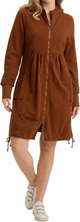 Xcvi Fleece Funnel-Neck Longcoat In Russet Pigment
