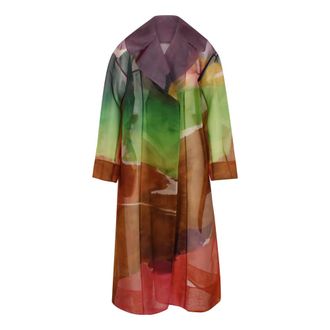 Ulla Johnson Trench Coats, female, Multicolor, Size: M Transparent Silk Organza Trench