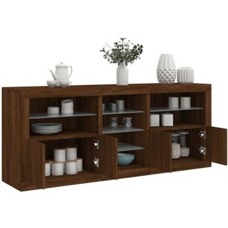vidaXL Credenza con Luci led Rovere Marrone 162x37x67 cm - Vidaxl