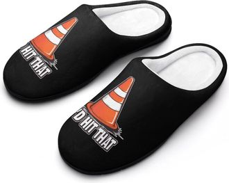 Generic Id Hit That Traffic Cone Light Slippers Men Winter Warm Cotton Anti-Slip Indoor Slip-Ons House Shoes