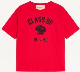 Valentino Valentino Cotton T-Shirt with Panther Print Man RED/BLACK XXL