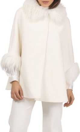 Gorski Select Wool Cape with Select Collar and Cuffs in Ivory at Nordstrom