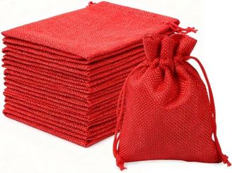 OEM 30 Bolsitas De Yute Reutilizables Con Cord&oacute;n Para Joyas, Regalos Y Almacenamiento, Bolsitas Peque&ntilde;as De Tela (7 X 9 Cm) (rojas)