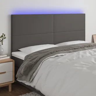 vidaXL Testiera A Led Grigio 180x5x118/128cm In Similpelle - Vidaxl