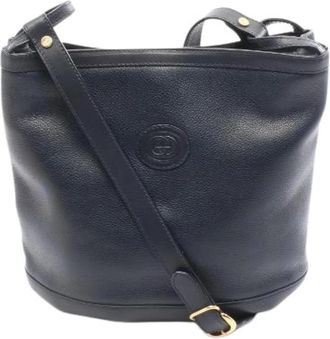 Gucci Pre-owned Interlocking G Leren Schoudertas - Dames - Vintage Tas - Blauw - ONE Size - Leer - Vintage