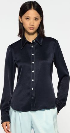Serena Bute Satin Serena Shirt - Navy Blue