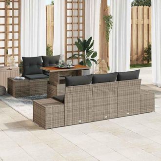 vidaXL Conjunto De Sof&aacute; De Jard&iacute;n 6 Pcs Gris Polirat&aacute;n Vidaxl