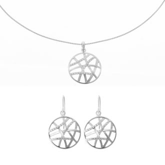 Orphelia Amabella Dames 925 Sterling Zilveren Set: Ketting-Hanger + Oorbellen - Zilver SET-7098