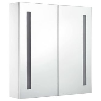 Berkfield Home LED Bathroom Mirror Cabinet 60x14x62 cm in White | Size: 60 x 14 x 62 cm