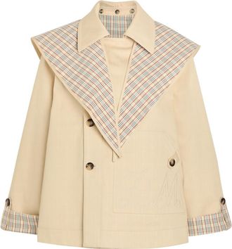 Damson Madder Jerry Reversible Cropped Cotton Trench Coat - Beige - 12 (UK12 / M)