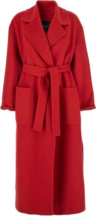 Fabiana Filippi Red Coat With Wide Notched Revers In Virgin Wool Woman
