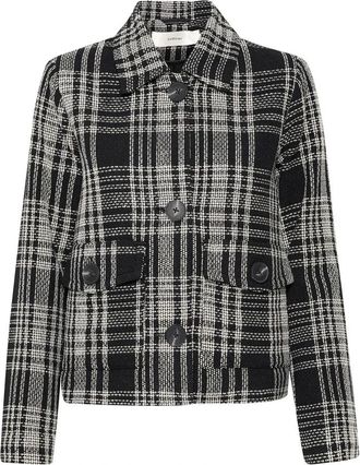 Inwear Zwart/Witte Jas met Overhemdkraag - Dames - Zomerjassen - Veelkleurig - L - Jassen