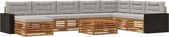 vidaXL Conjunto De Sof&aacute;s De Exterior 9 Uds. Natural Y Gris Claro Vidaxl
