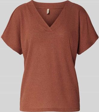 Soyaconcept Regular Fit T-Shirt mit V-Ausschnitt Modell DELIA in Rostrot, Größe XS