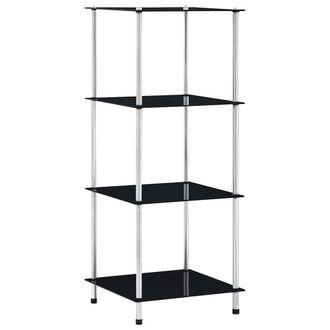 vidaXL Estanter&iacute;a 4 Niveles Cristal Templado Negro 40x40x100 Cm Vidaxl
