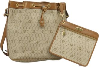 Dior Honeycomb Beige Canvas Shoulder Bag (Pre-Owned)