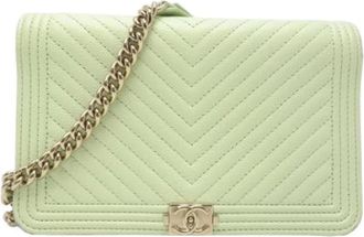Chanel Pre-owned Vintage Cross Body Bag - Dames - Vintage Schoudertas - Groen - ONE Size - Leer - Vintage