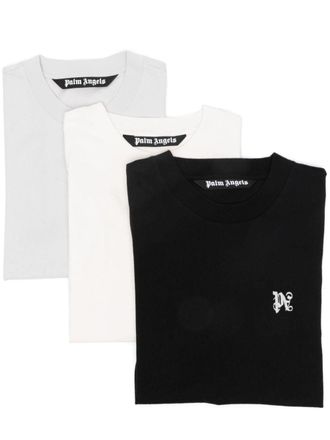Palm Angels monogram-embroidered T-shirt (pack of three) - White
