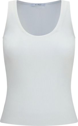 Max Mara White Textured Scoop Neck Top