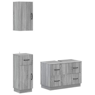 vidaXL Juego De Armarios De Ba&ntilde;o De 3 Piezas Hoorn Sonoma Gris Vidaxl