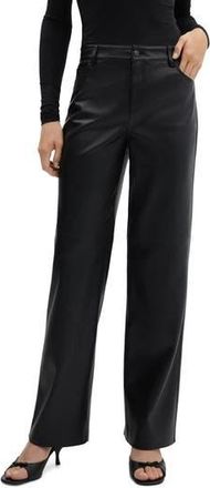 Mango Faux Leather Wide Leg Pants in Black at Nordstrom Rack, Size 10