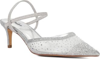 Dune London Ladies CHARISMATIC Wide Fit Mesh Diamante Slingback Shoes Size UK 4 Slingbacks Silver