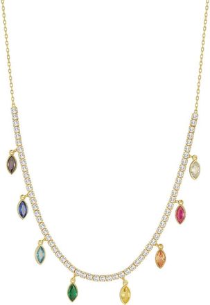 Sphera Milano 14K Gold Plated Sterling Silver CZ Charm Necklace at Nordstrom Rack