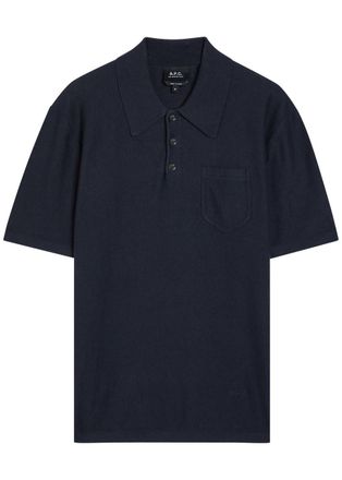 A.P.C. Cotton and Cashmere-blend Polo Shirt - Navy - Xxl