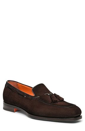 Santoni Brando Tassel Loafer in Dark Brown at Nordstrom, Size 10.5
