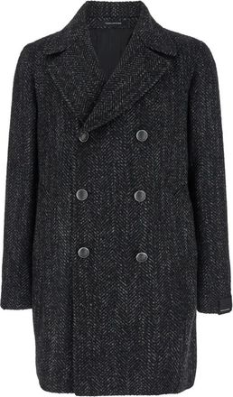 Tagliatore Grijze Double-Breasted Jas - Heren - Mantel - Grijs - 2XL - Wol - Jassen