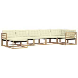 vidaXL Conjunto De Sof&aacute;s De Exterior Con Coj&iacute;n 7 Pcs Blanco Y Crema Vidaxl