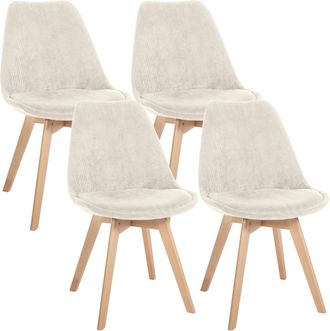Clp Clp - Set De 4 Sillas De Comedor Linares Beige Pana
