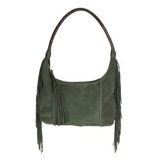 Carlos Falchi Fringe Suede Hobo Bag in Olive at Nordstrom