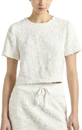 Derek Lam Syrena Paillette Boucle Cropped Boxy Tee